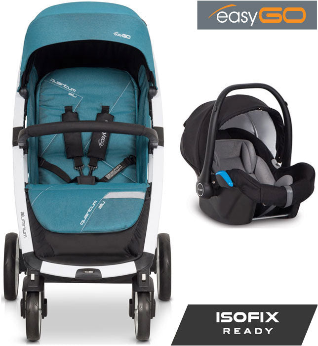 EASYGO - Carrinho multifuncional QUANTUM ALU + STARTER 0+ ISOFIX READY Adriatic