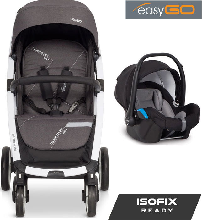 EASYGO - Carrinho multifuncional QUANTUM ALU + STARTER 0+ ISOFIX READY Anthracite