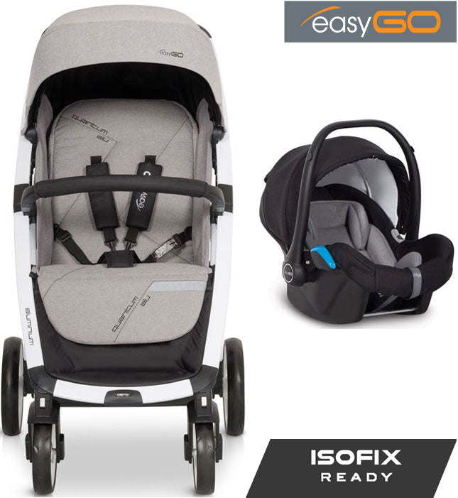 EASYGO - Carrinho multifuncional QUANTUM ALU + STARTER 0+ ISOFIX READY Grey Fox