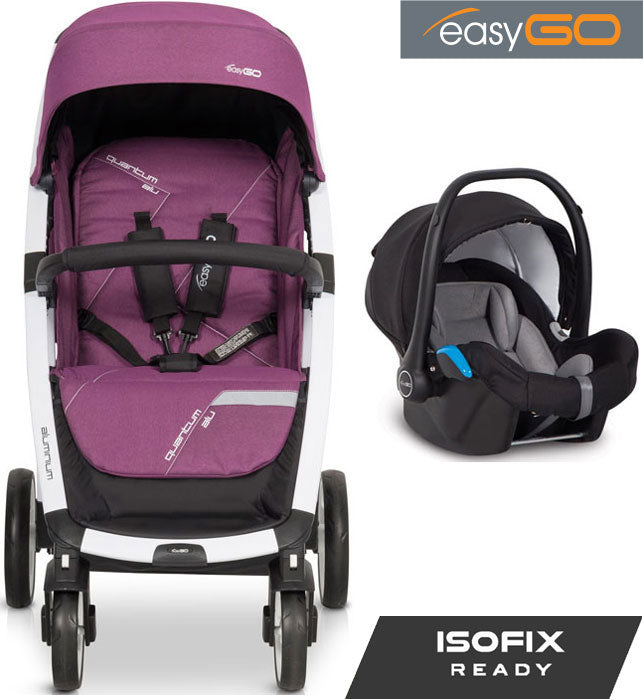 EASYGO - Carrinho multifuncional QUANTUM ALU + STARTER 0+ ISOFIX READY Purple