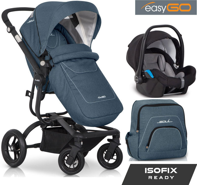 EASYGO - Carrinho multifuncional SOUL + STARTER 0+ ISOFIX READY Adriatic