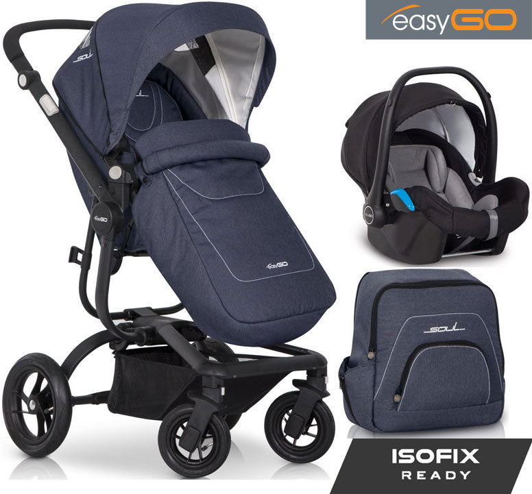 EASYGO - Carrinho multifuncional SOUL + STARTER 0+ ISOFIX READY Denim