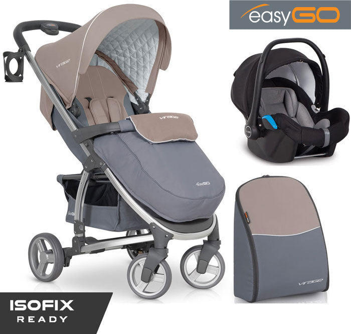 EASYGO - Carrinho multifuncional VIRAGE + STARTER 0+ ISOFIX READY Latte