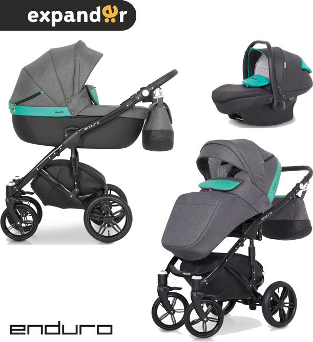 EXPANDER - Carrinho multifuncional ENDURO + KITE ISOFIX READY Malachite
