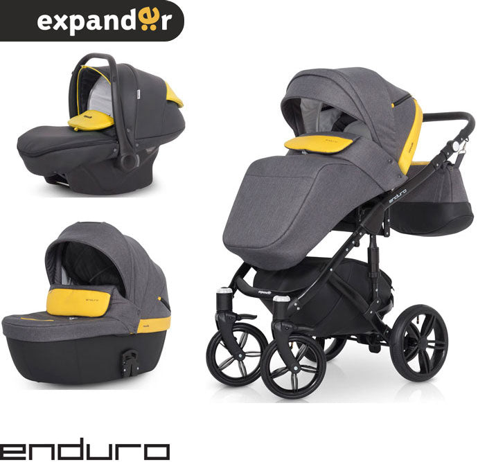 EXPANDER - Carrinho multifuncional ENDURO + KITE ISOFIX READY Yellow