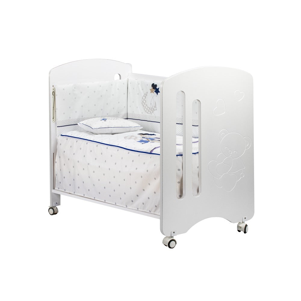Cama Lovely Premium+Conjunto Cama60X120 (Colcha+Protetor De Cama+Almofada) Algodão Oso Amoroso Azul Interbaby