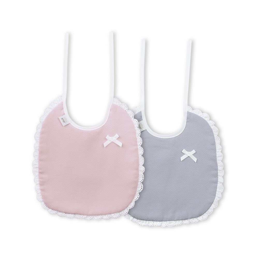 Babete (Pack 2 Unidades) 100% Algodão Cinza & Rosa O Interbaby