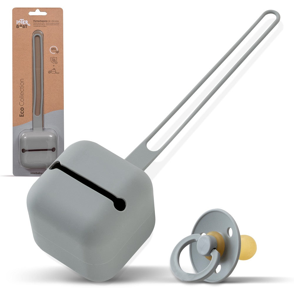 Porta Chupeta De Silicone Cinza Petrola Interbaby
