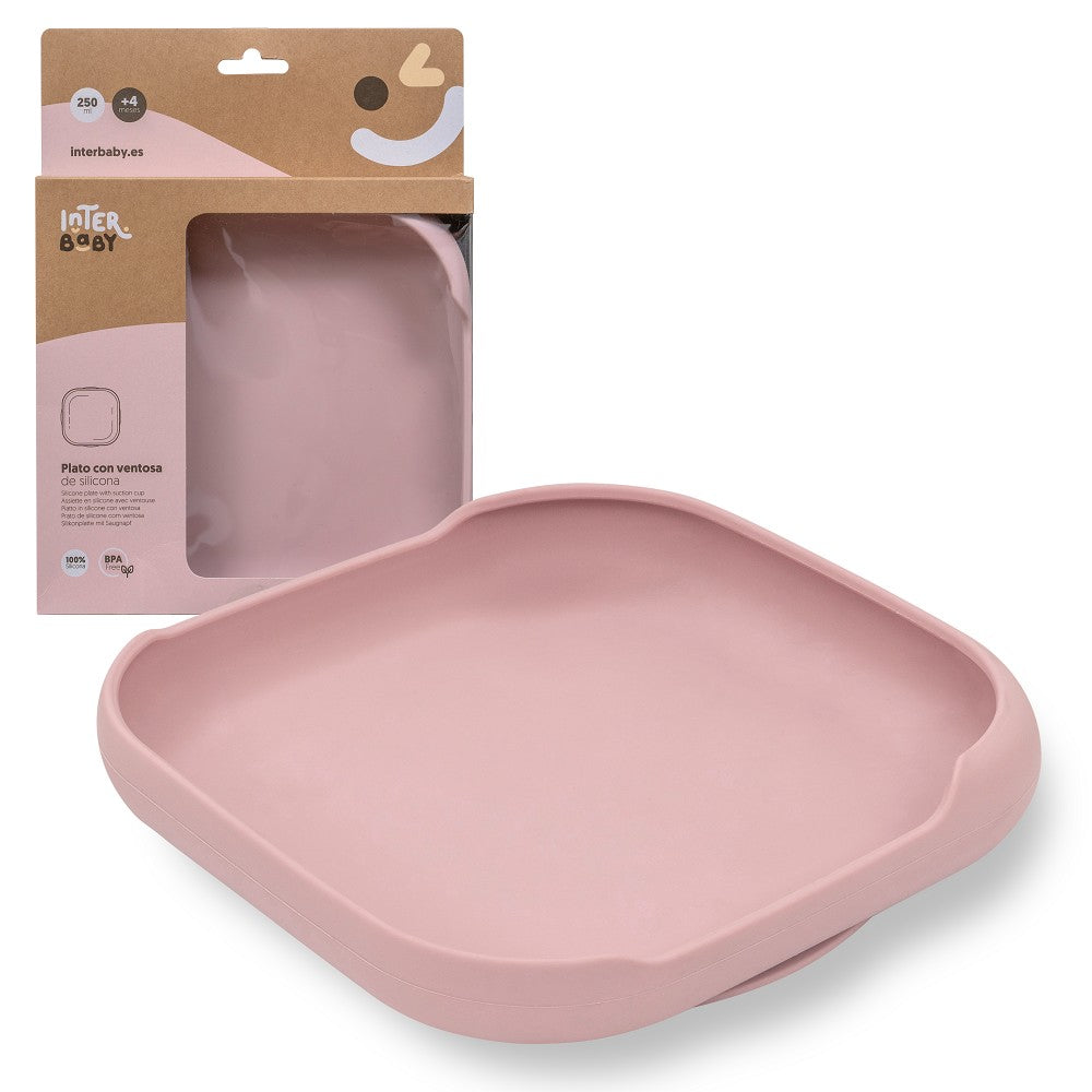 Prato De Silicone Com Ventosa Rosa Escuro Interbaby