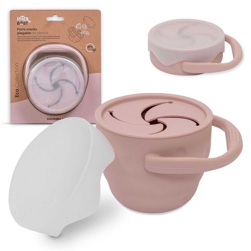 Porta Lanches Dobravel De Silicone Rosa Escuro Interbaby