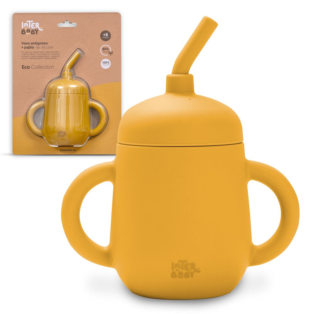 Copo Anti Gota + Palha De Silicone Ocr Terra Interbaby