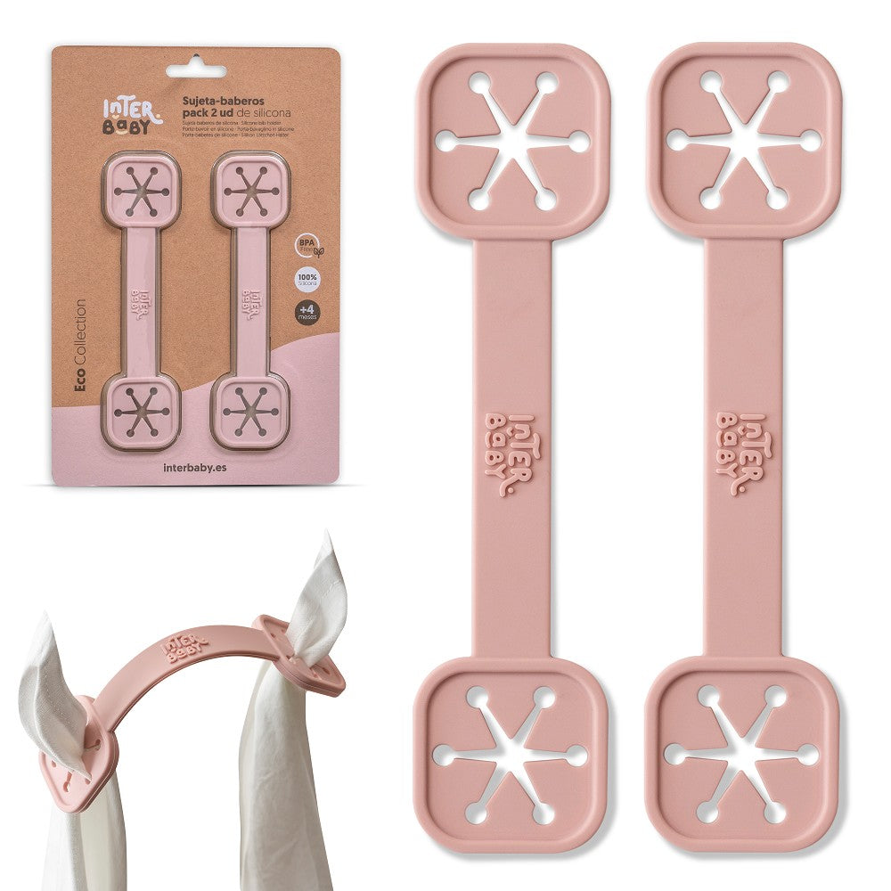 Presilha para Babetes 2 Unidades De Silicone Rosa Escuro Interbaby