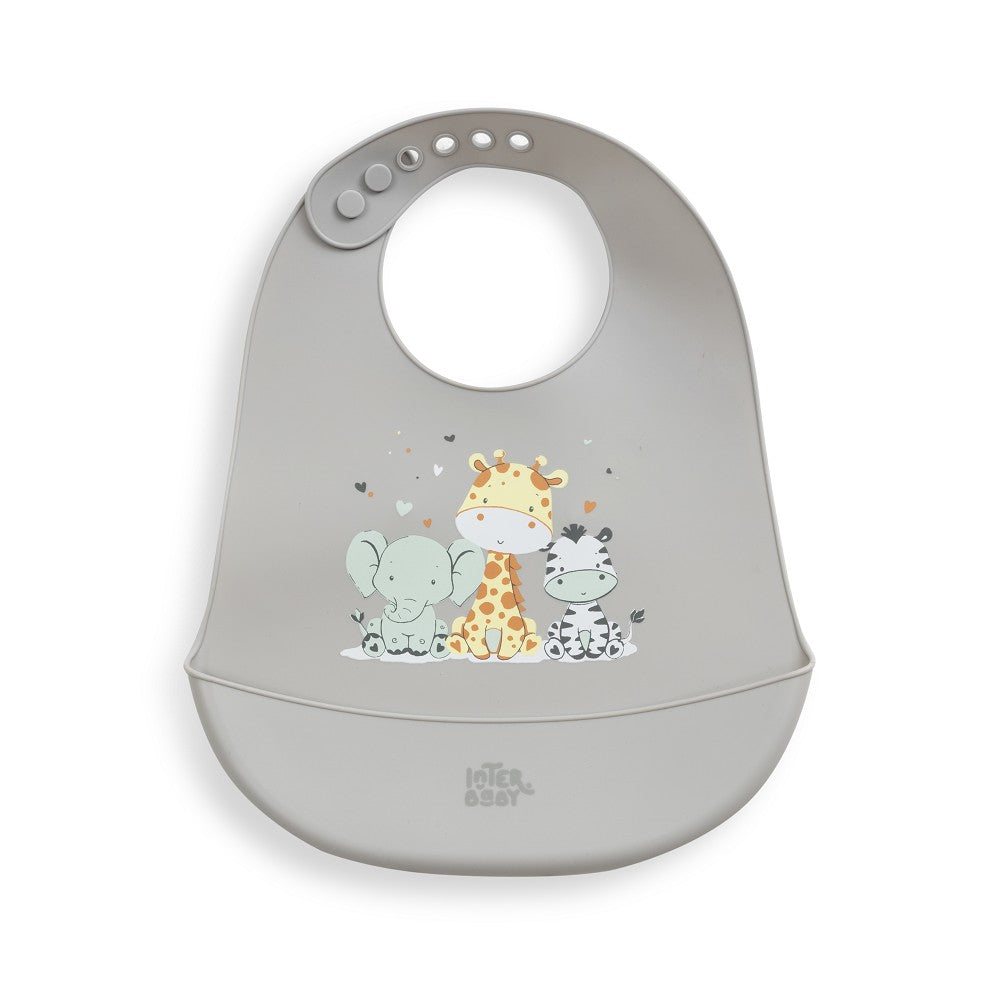 Babete em Silicone Três Amigos Cinza Petróleo Interbaby