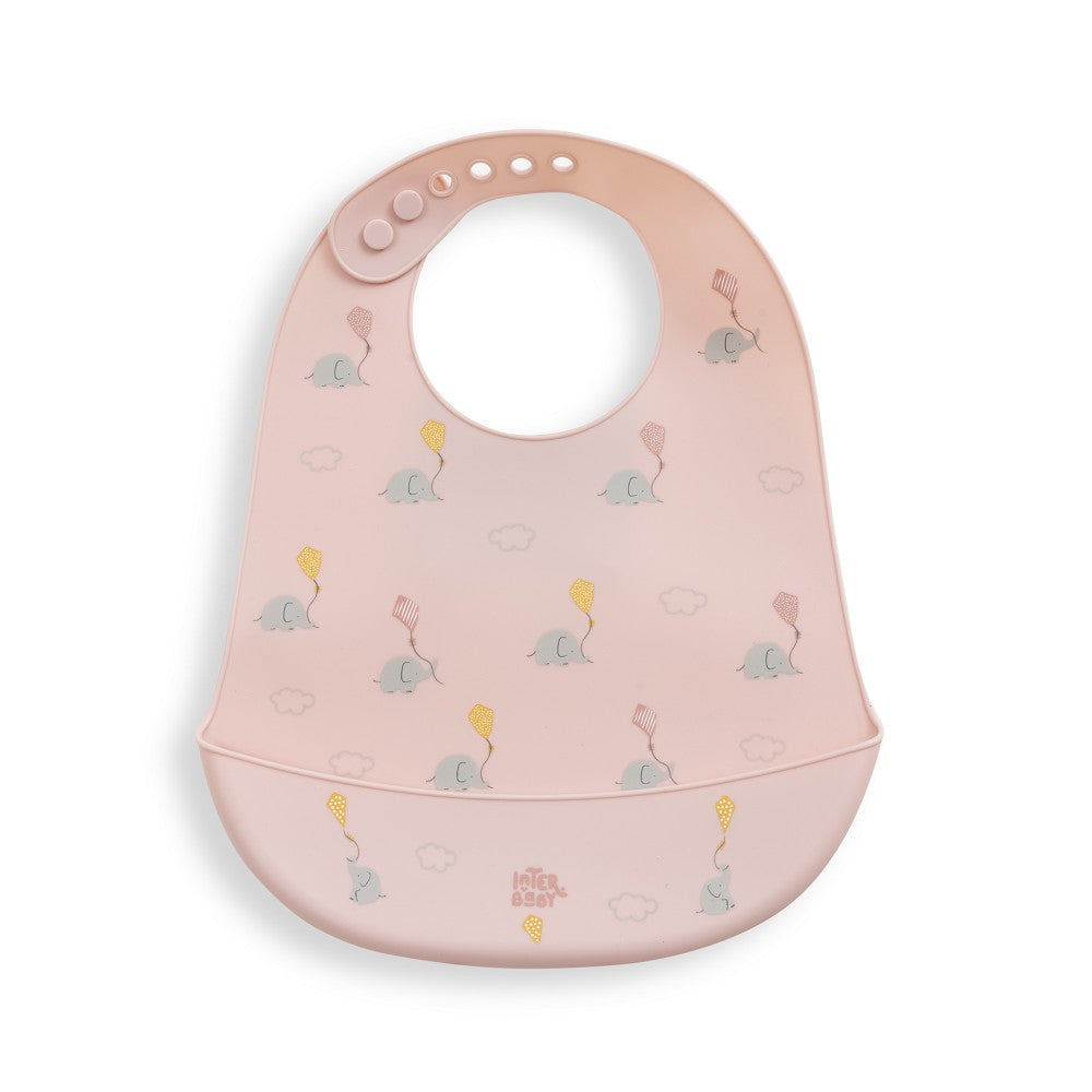 Babete Silicone Elefante Rosa Interbaby