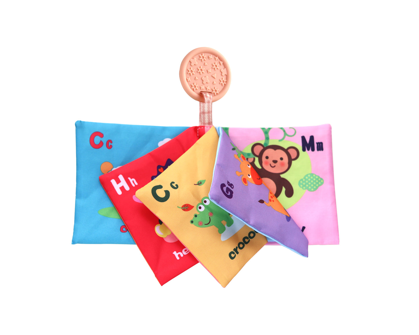 Livro educativo com mordedor de animais