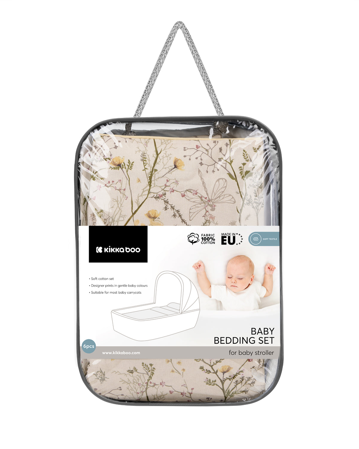 Conjunto de cama para berço Secret Garden Bege de 6 peças