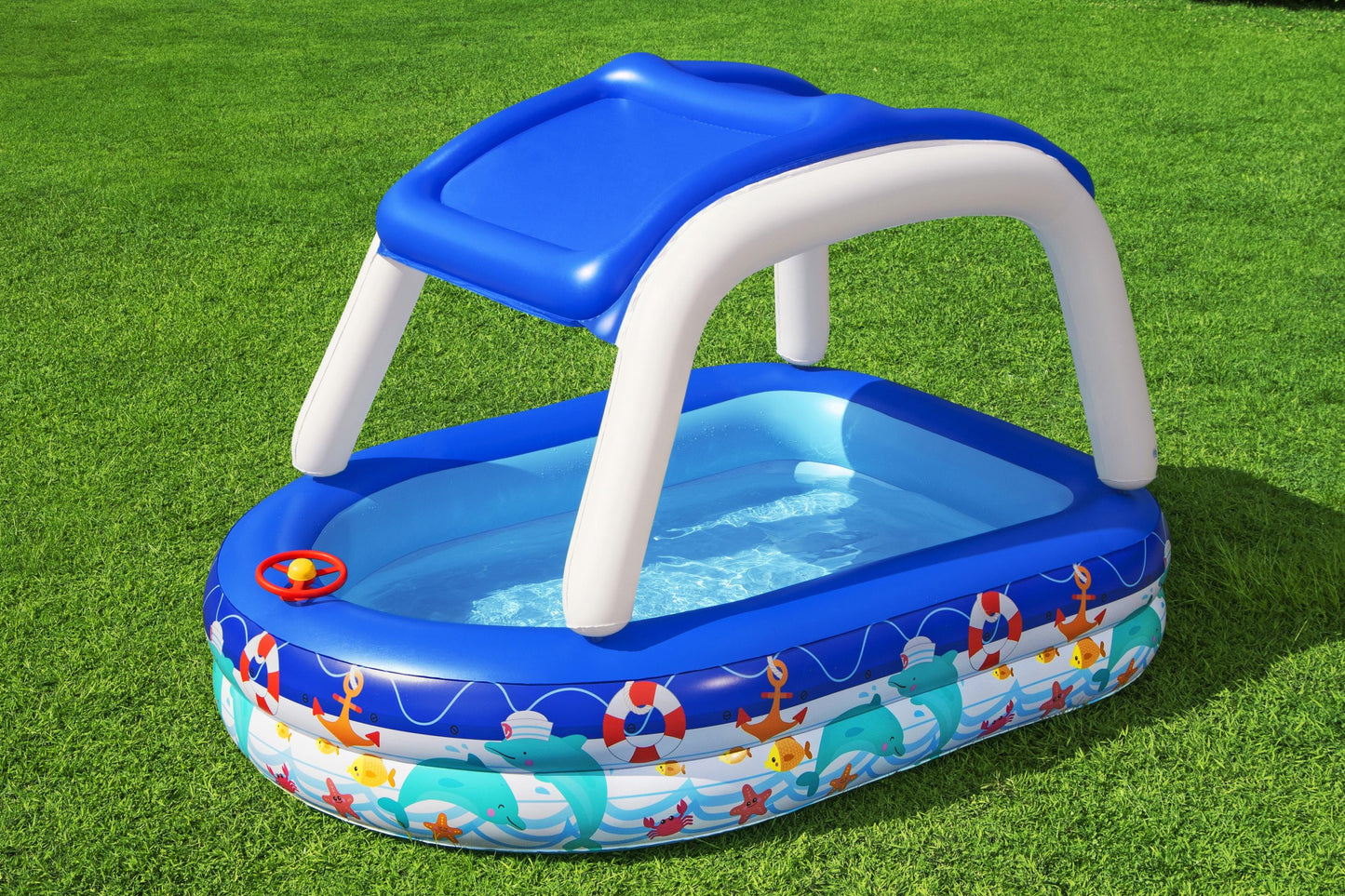 Piscina Insuflável Familiar Com Cobertura Sea Captain 2,13M X 1,55M X 1,32M Bestway