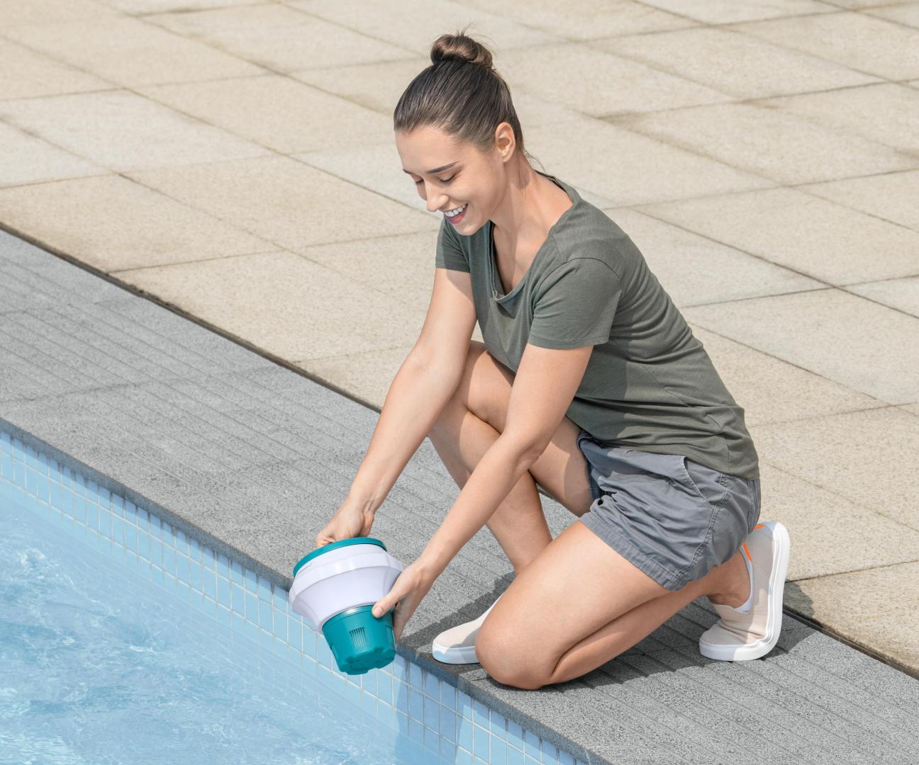 Distribuidor Flutuante De Produtos Químicos Para Piscinas Com Termómetro Chemguard Bestway