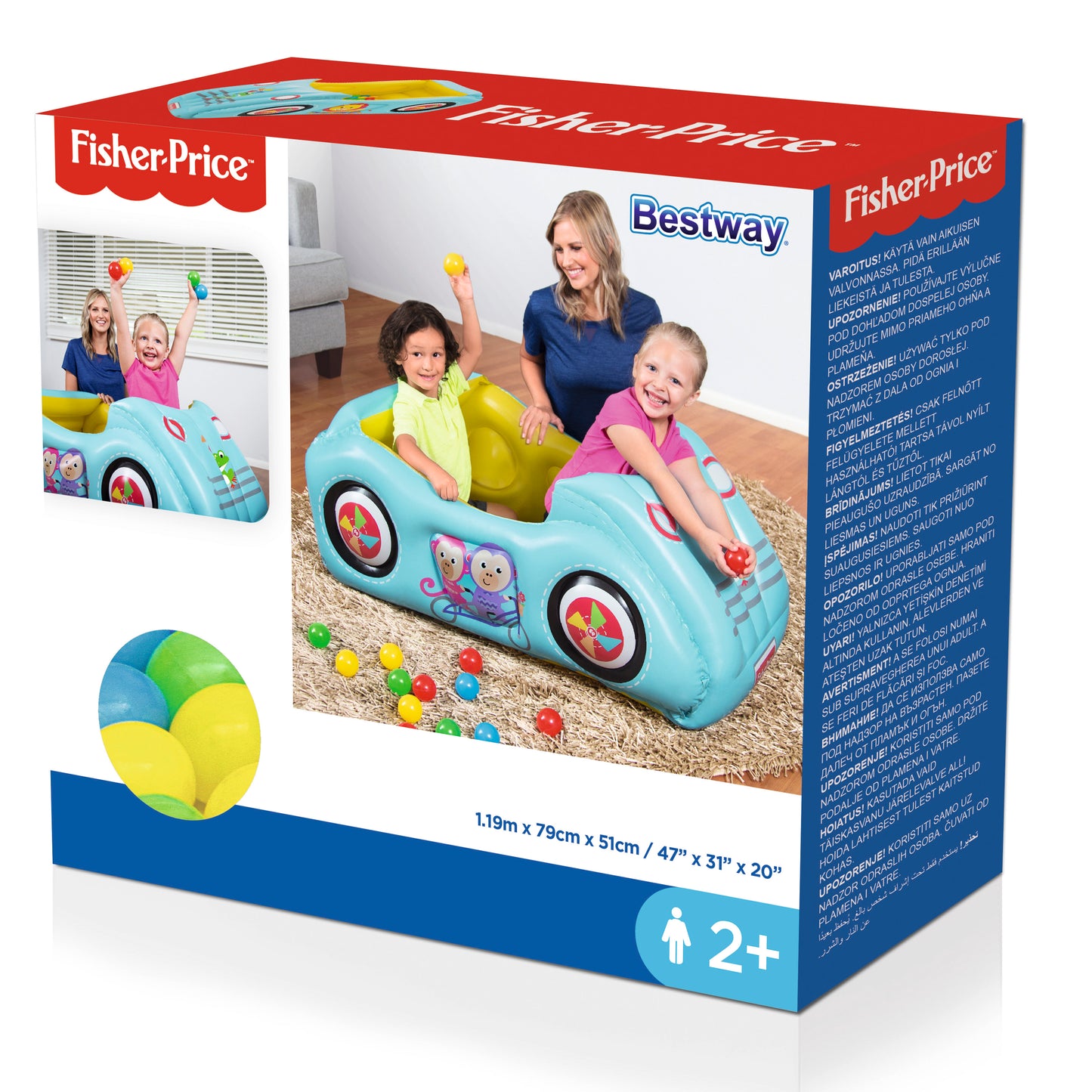 Carro De Corrida Soprado Fisher Price Ball 119Cm X 79Cm X 51Cm Bestway