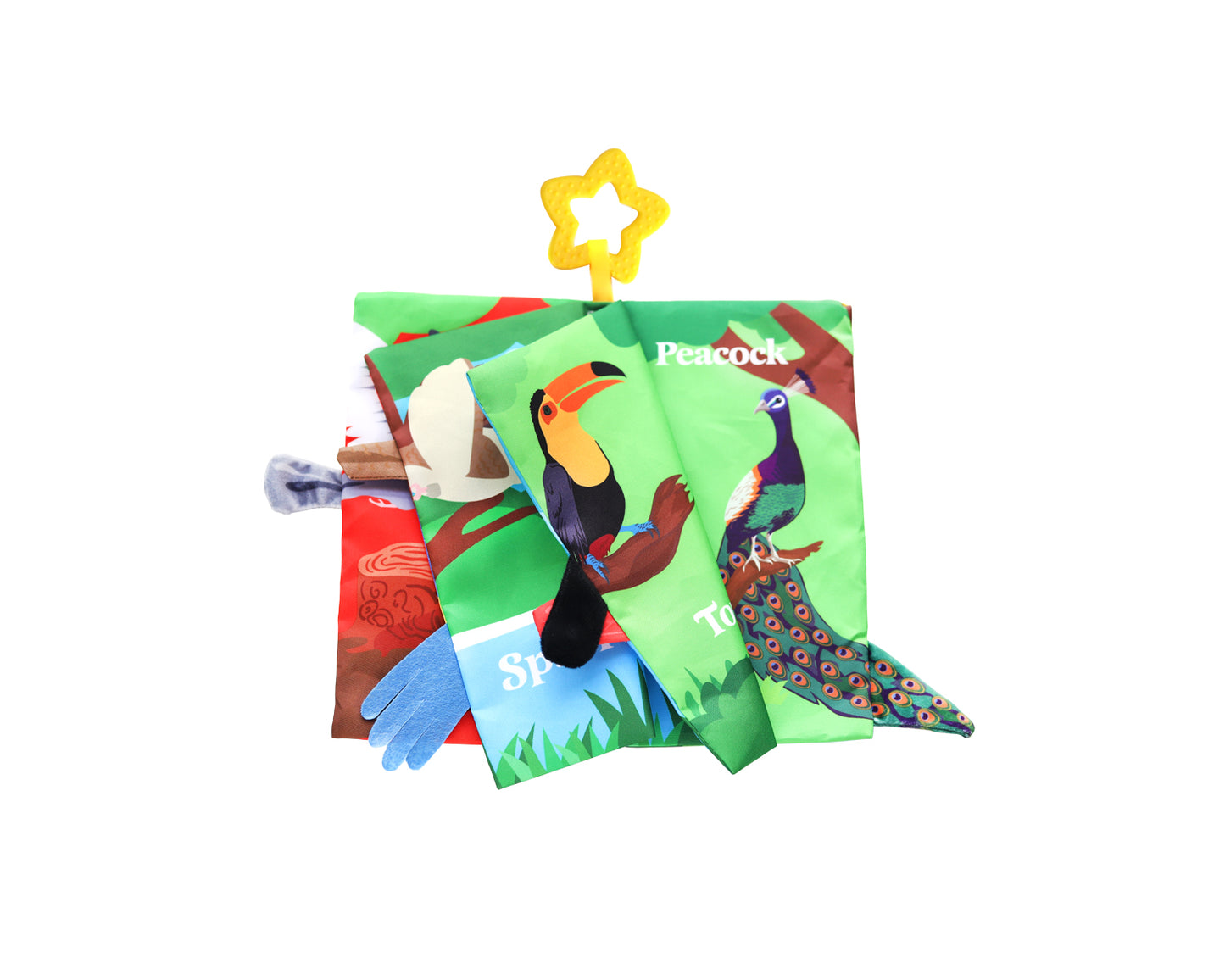 Livro educativo Bird Tails com mordedor