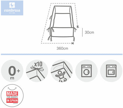 Cambrass - Protetor cama de grades LISO E 360x30 cm rosa