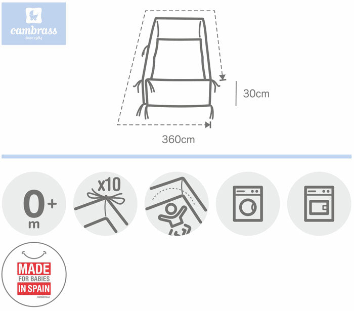 Cambrass - Protetor cama de grades LISO E 360x30 cm beje