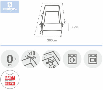 Cambrass - Protetor cama de grades LISO E 360x30 cm beje