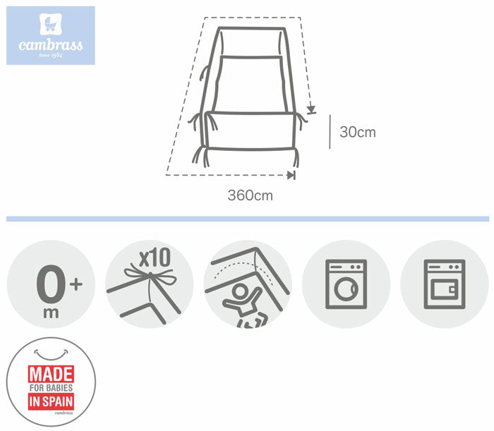 Cambrass - Protetor cama de grades LISO E 360x30 cm