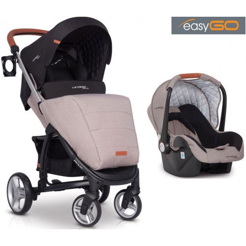 EASYGO - Carrinho multifuncional VIRAGE ECCO + STARTER 0+ ISOFIX READY Sand