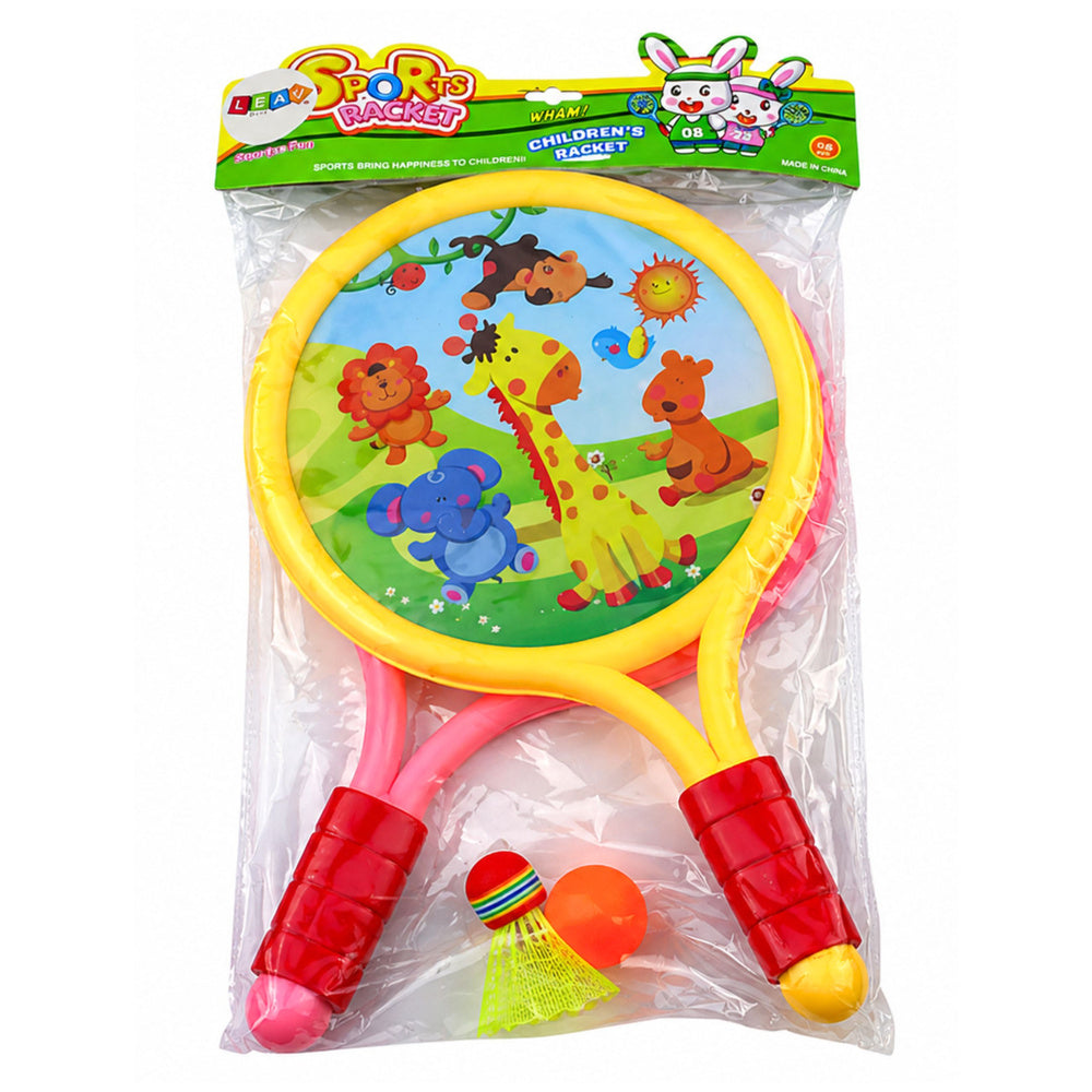 Raquetes de badminton infantis animais amarelo e rosa