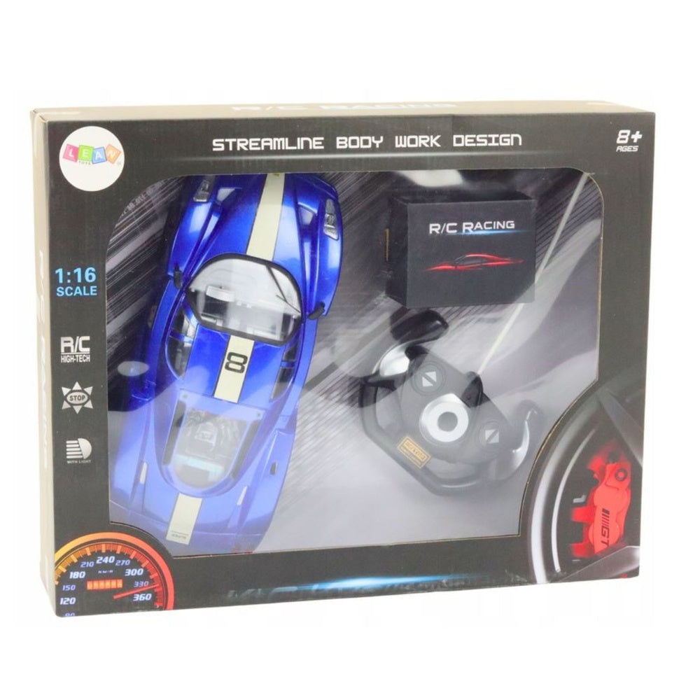 Carro Desportivo RC 1:16 Azul Faixa Branca