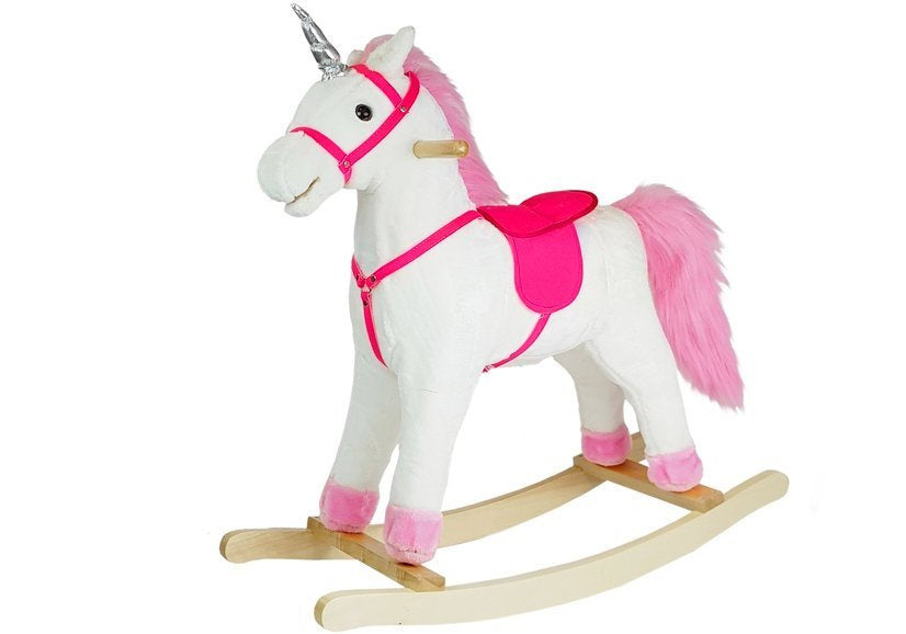 Unicórnio cavalo movimento som branco 74 cm