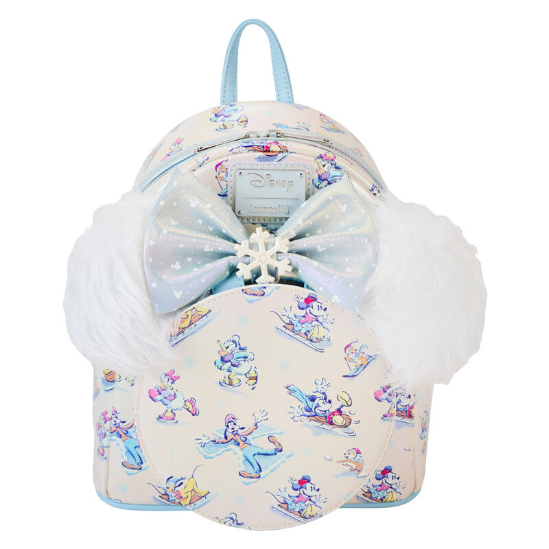 Conjunto de mochila e bandolete Loungefly Disney Mickey e Amigos no País das Maravilhas do inverno 26cm