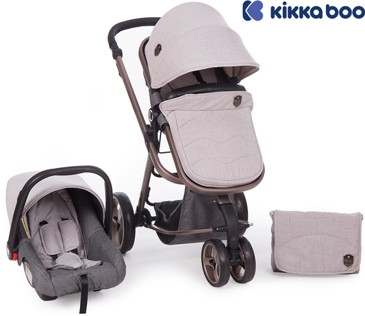 Kikka Boo - Carrinho de bebé 3 en 1 Amica Gris