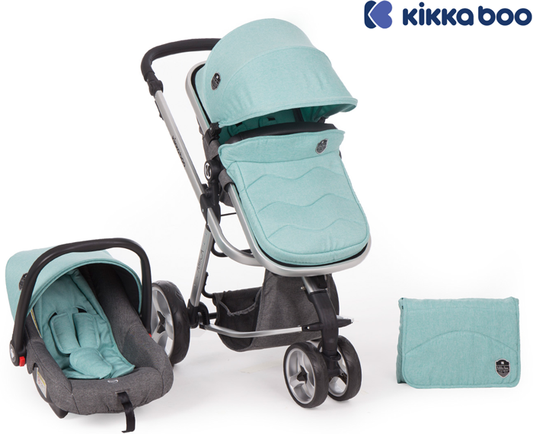 Kikka Boo - Carrinho de bebé 3 en 1 Amica Mint