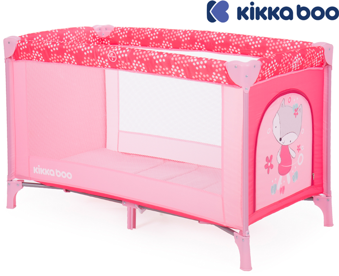 Kikka Boo - Cama de viagem Pyjama Party Pink Fox 2 níveis