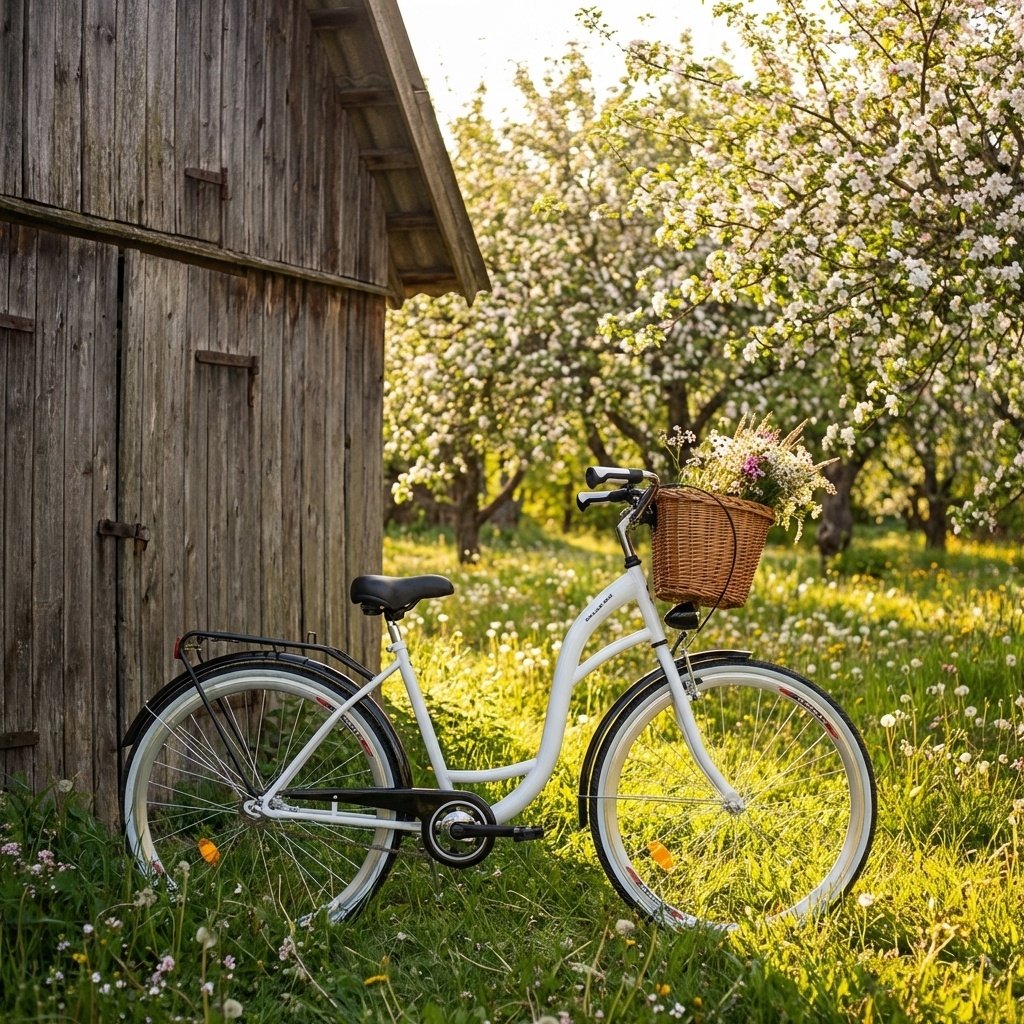 Bicicleta menina 26 polegadas branco e preto