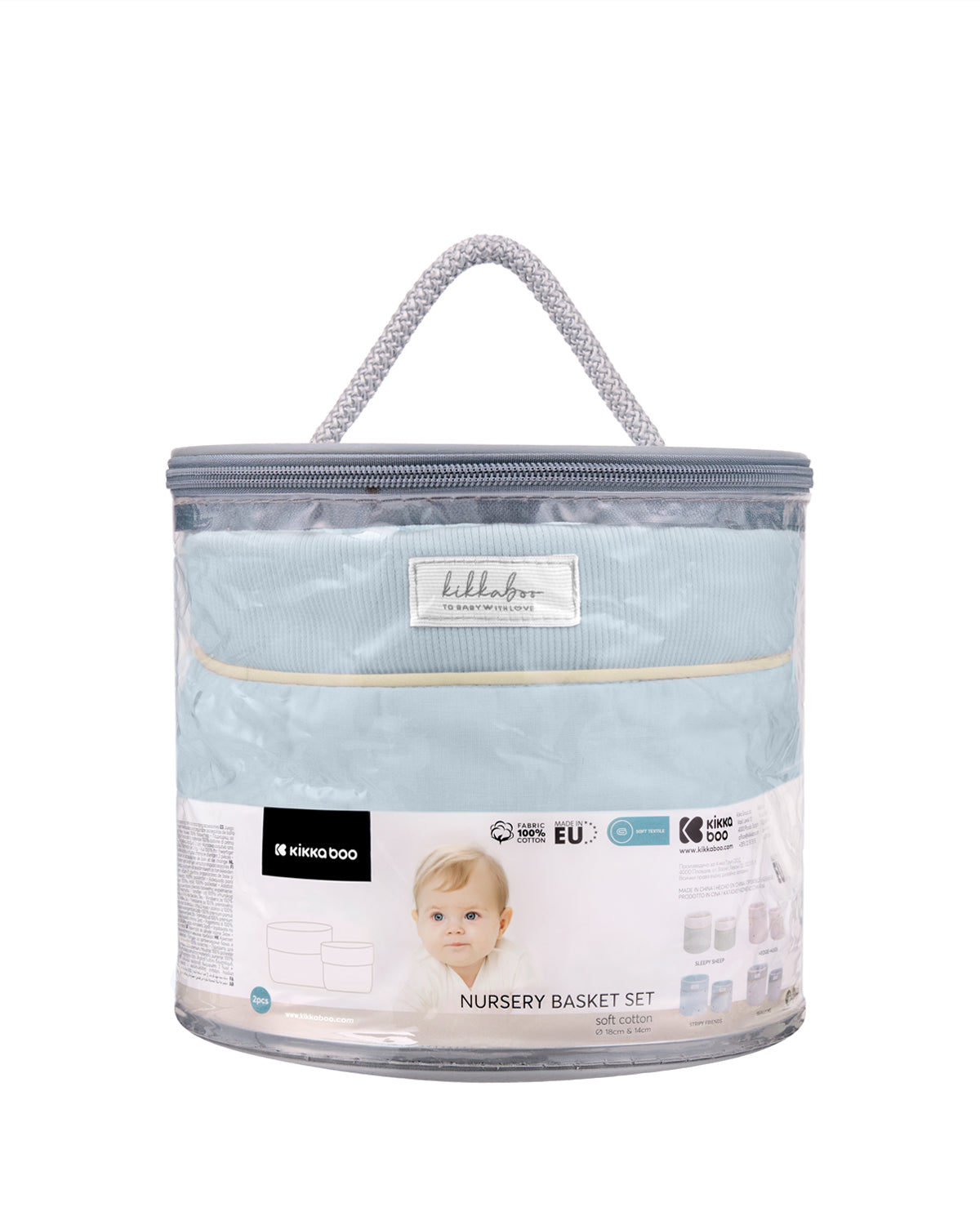 Conjunto de 2 cestos de quarto de bebé - Amigos às riscas de 22 cm e 18 cm