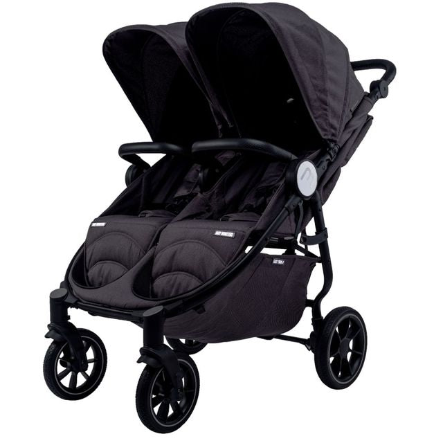 Carrinho De Gémeos Easy Twin 4 - Chassis Preto - 2 Capotas Pretas Baby Monsters