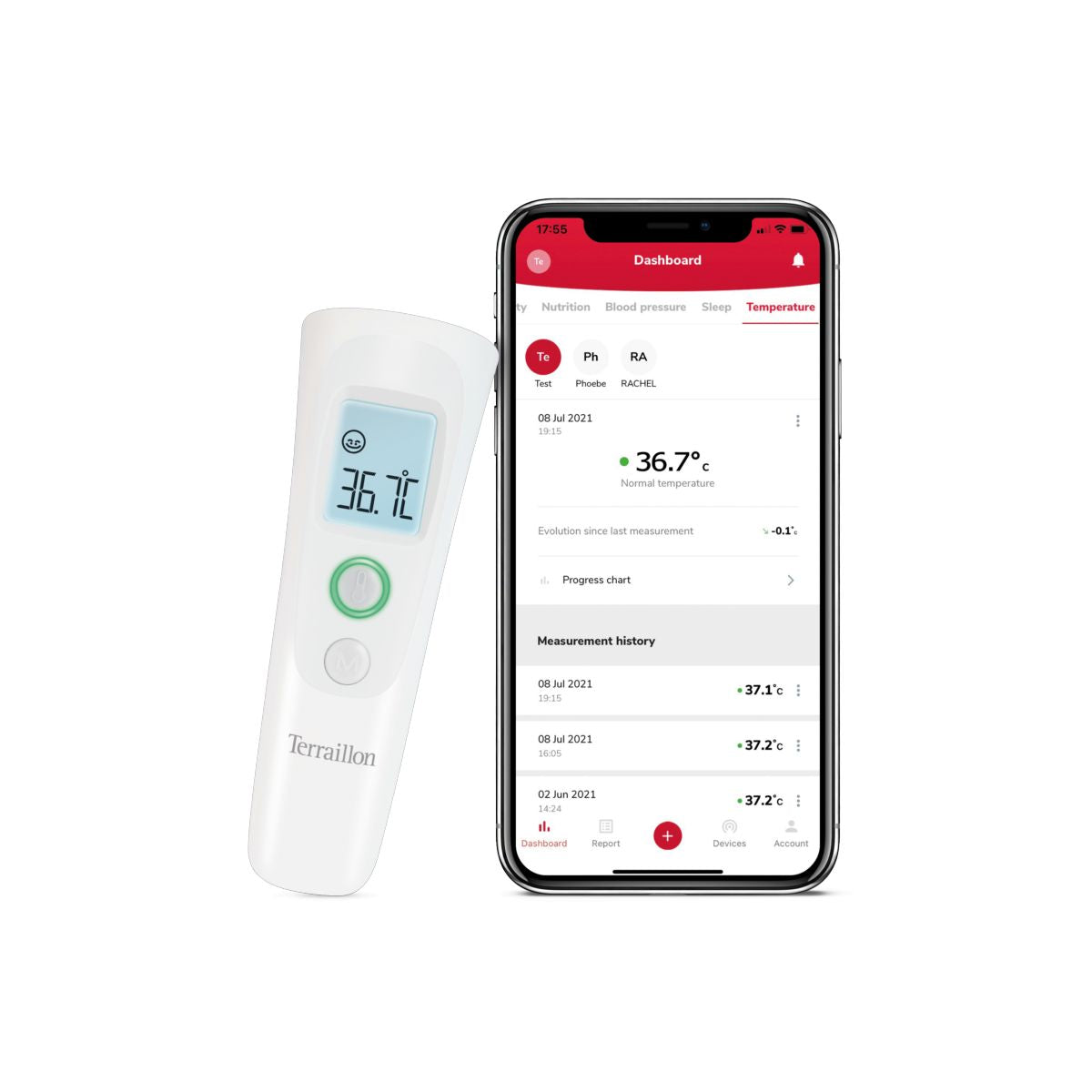 Termómetro Inteligente Sem Contacto Terraillon