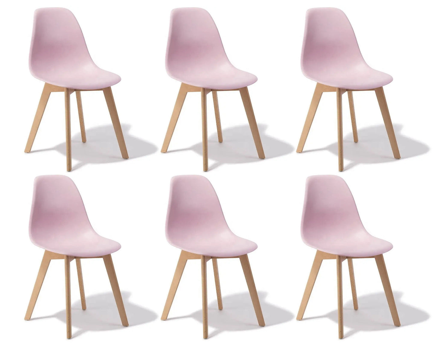 Cadeiras de sala de jantar KITO conjunto de 6 rosa
