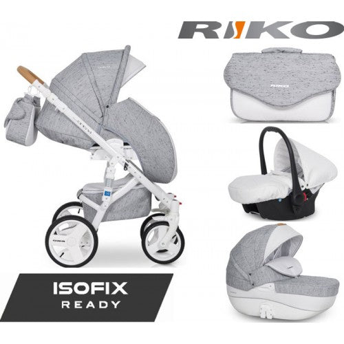 RIKO - Carrinho multifuncional BRANO LUXE + CARLO ISOFIX READY Grey Fox