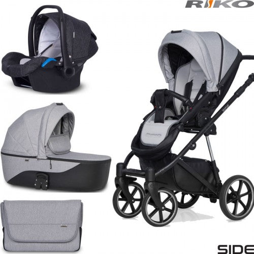 RIKO - Carrinho multifuncional SIDE (KOLORY 01-05) + KITE ISOFIX READY Grey Fox