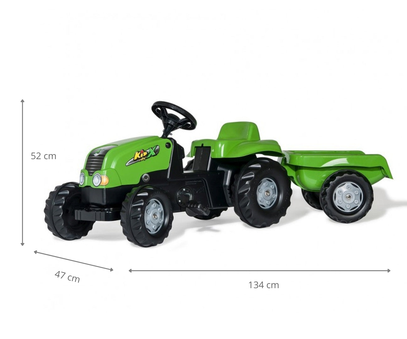 Trator Kart A Pedais Com Reboque Verde Rolly Toys