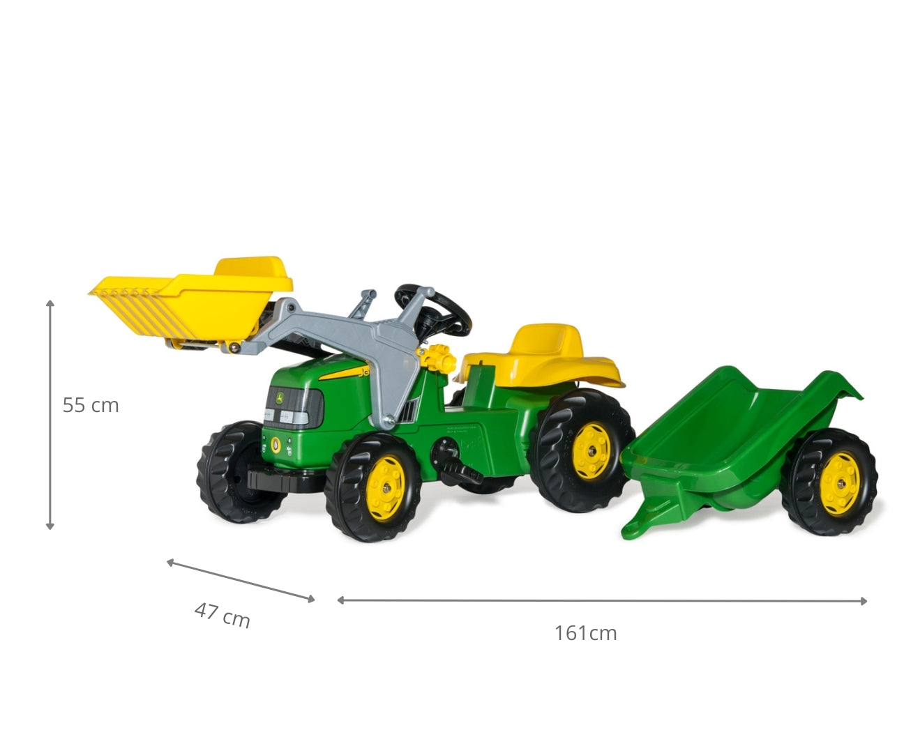 Trator Kart A Pedais John Deere Com Balde E Reboque Rolly Toys