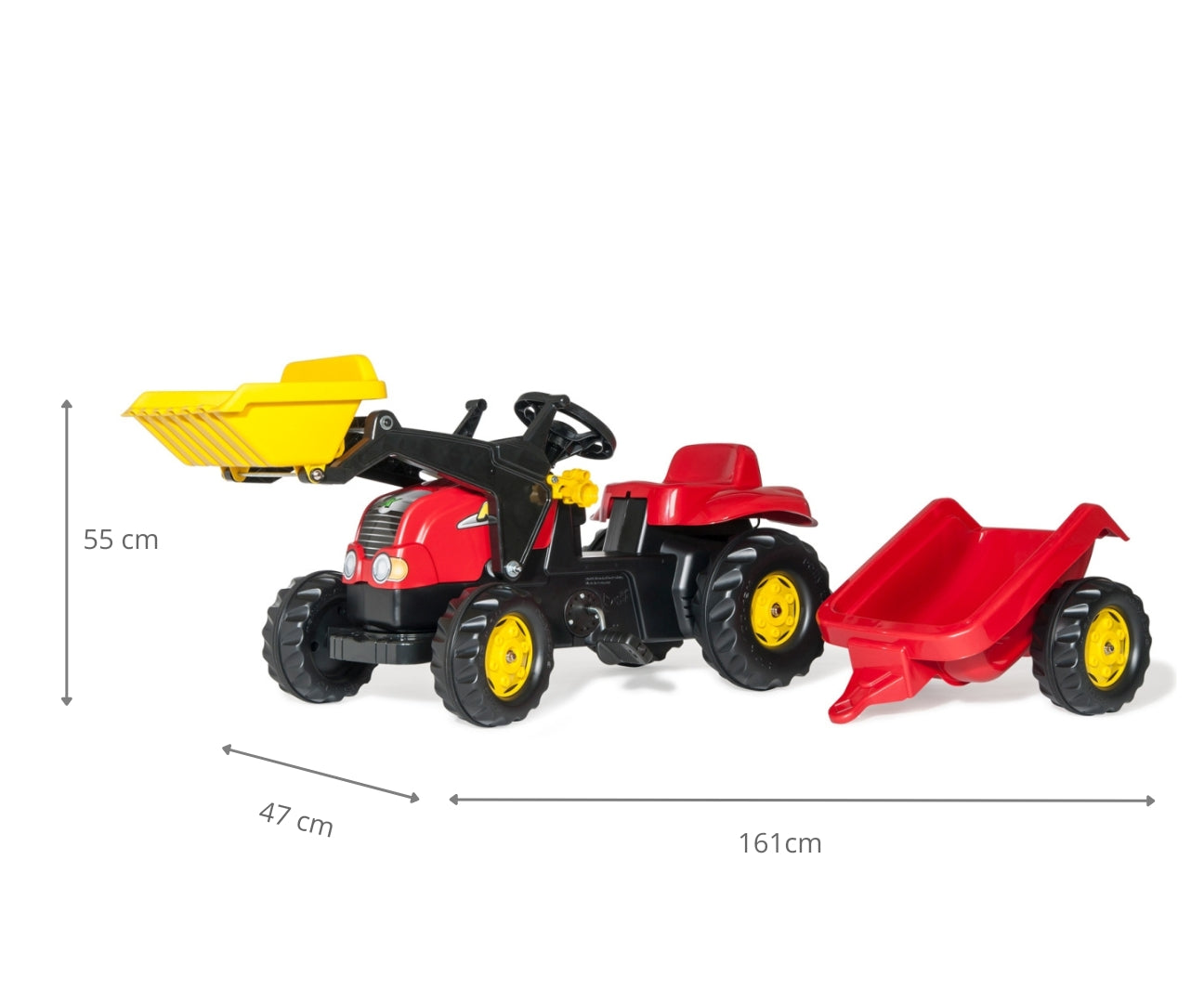 Trator Kart A Pedais Com Balde E Reboque Vermelho Rolly Toys