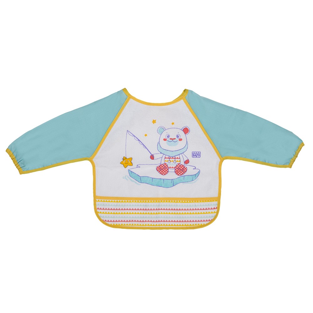 Babete com mangas e bolsa Saro Bear White