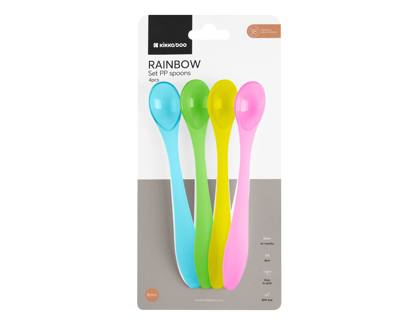 Conjunto de colheres Rainbow PP de 4 peças Kikkaboo
