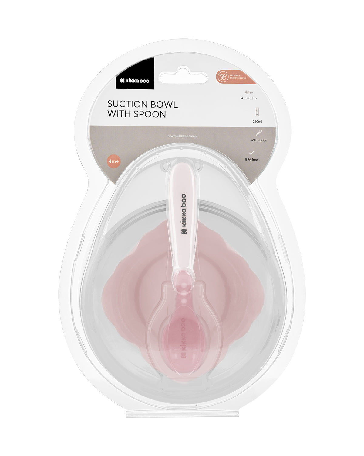 Taça com ventosa rosa e colher