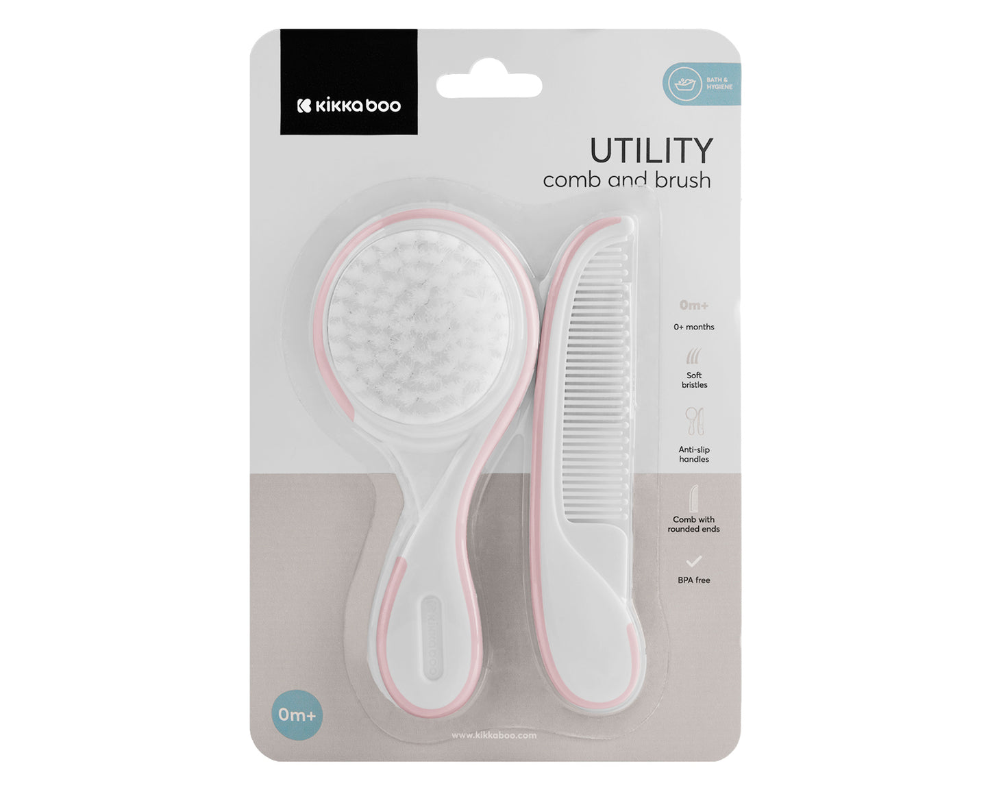 Pente e escova utilitários Rosa Kikkaboo